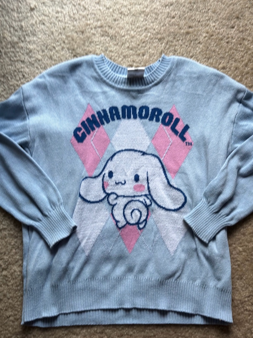HYBRID Sanrio Cinnamoroll Women’s Sweater S Knit Crew Neck Ribbed Pullover
